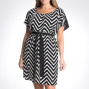 Black and white chevron dress